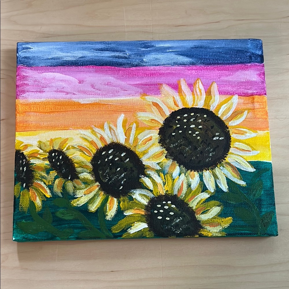 Vibrant Sunflower Hand Painted Canvas Art